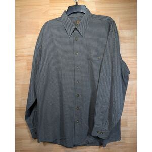 Scott Barber Men’s L Blue Check Long Sleeve Button Front Shirt 100% Cotton